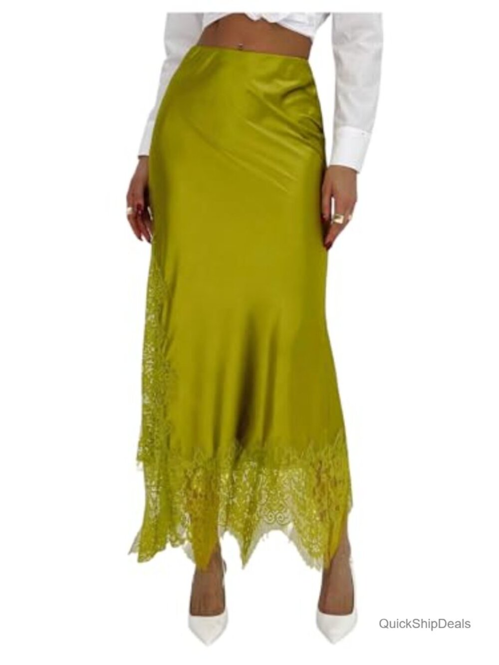 Satin Lace Maxi Skirt Low Rise Fishtail Bodycon Going Out Long Skirts